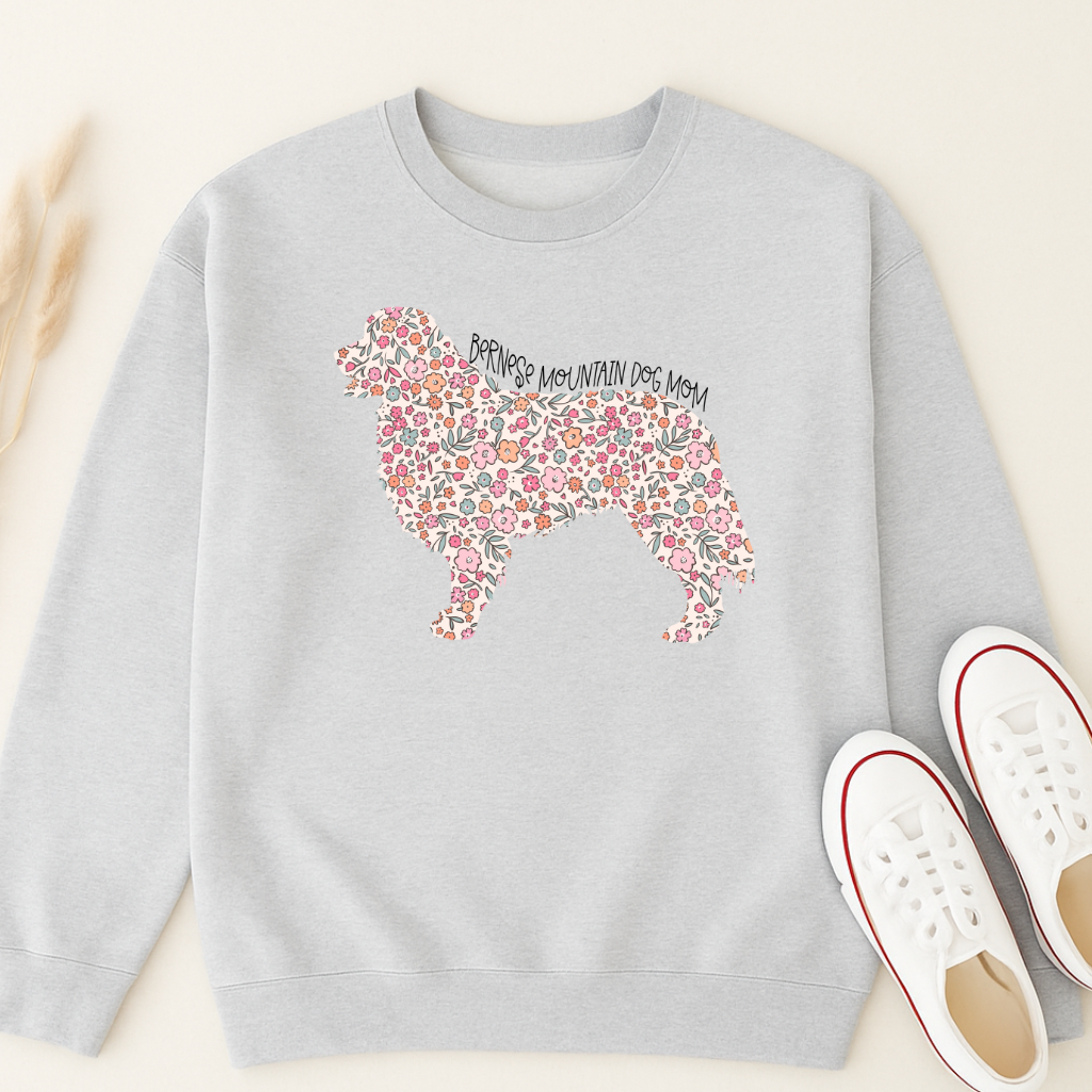 Bark & Bloom Crewneck: Bernese Mountain Dog Mom