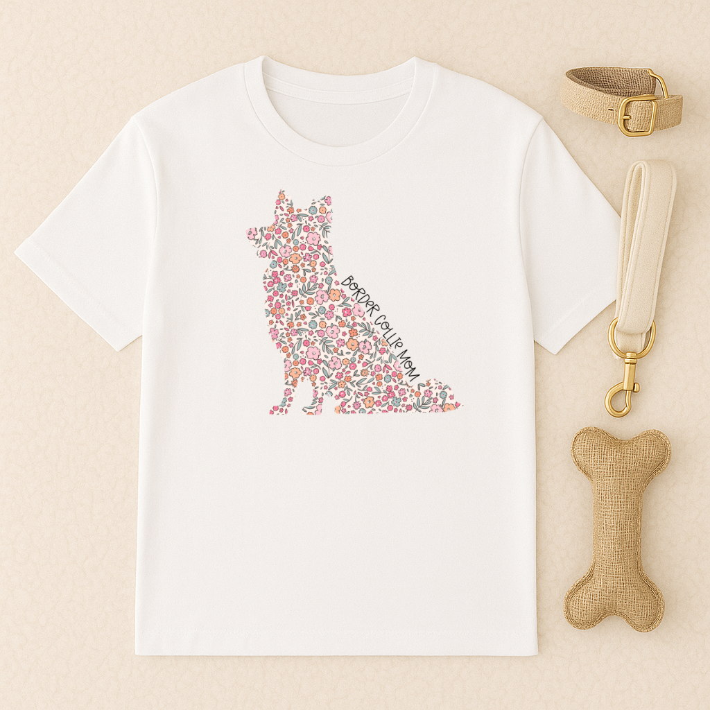 Bark & Bloom T-shirt: Border Collie Mom