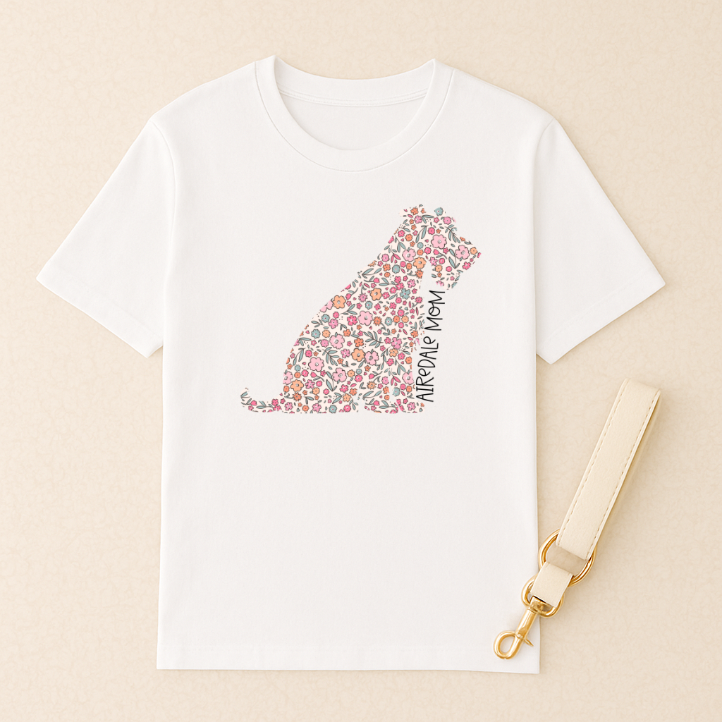 Bark & Bloom T-shirt: Airedale Mom
