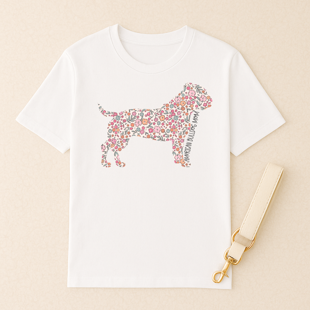 Bark & Bloom T-shirt: American Bulldog Mom