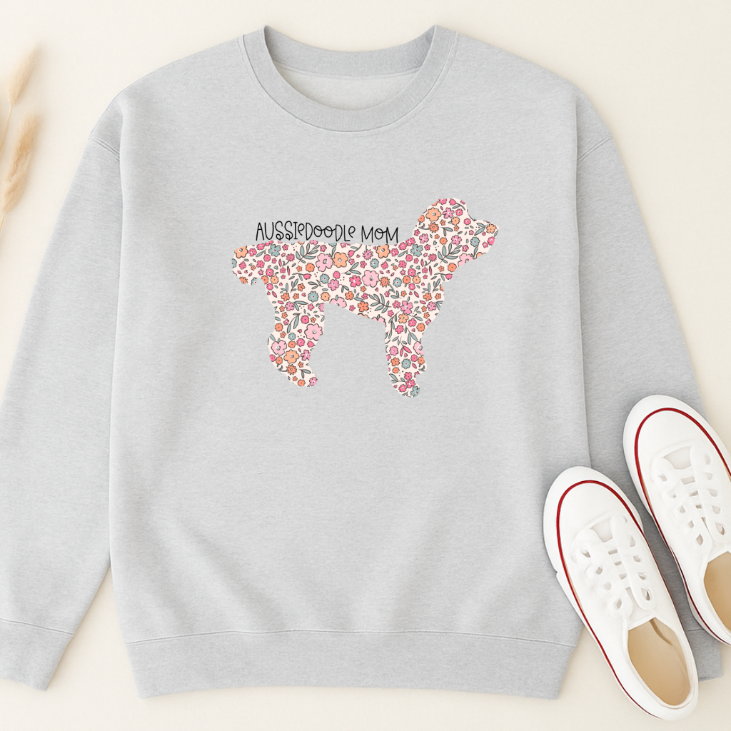 Bark & Bloom Crewneck: Aussiedoodle Mom