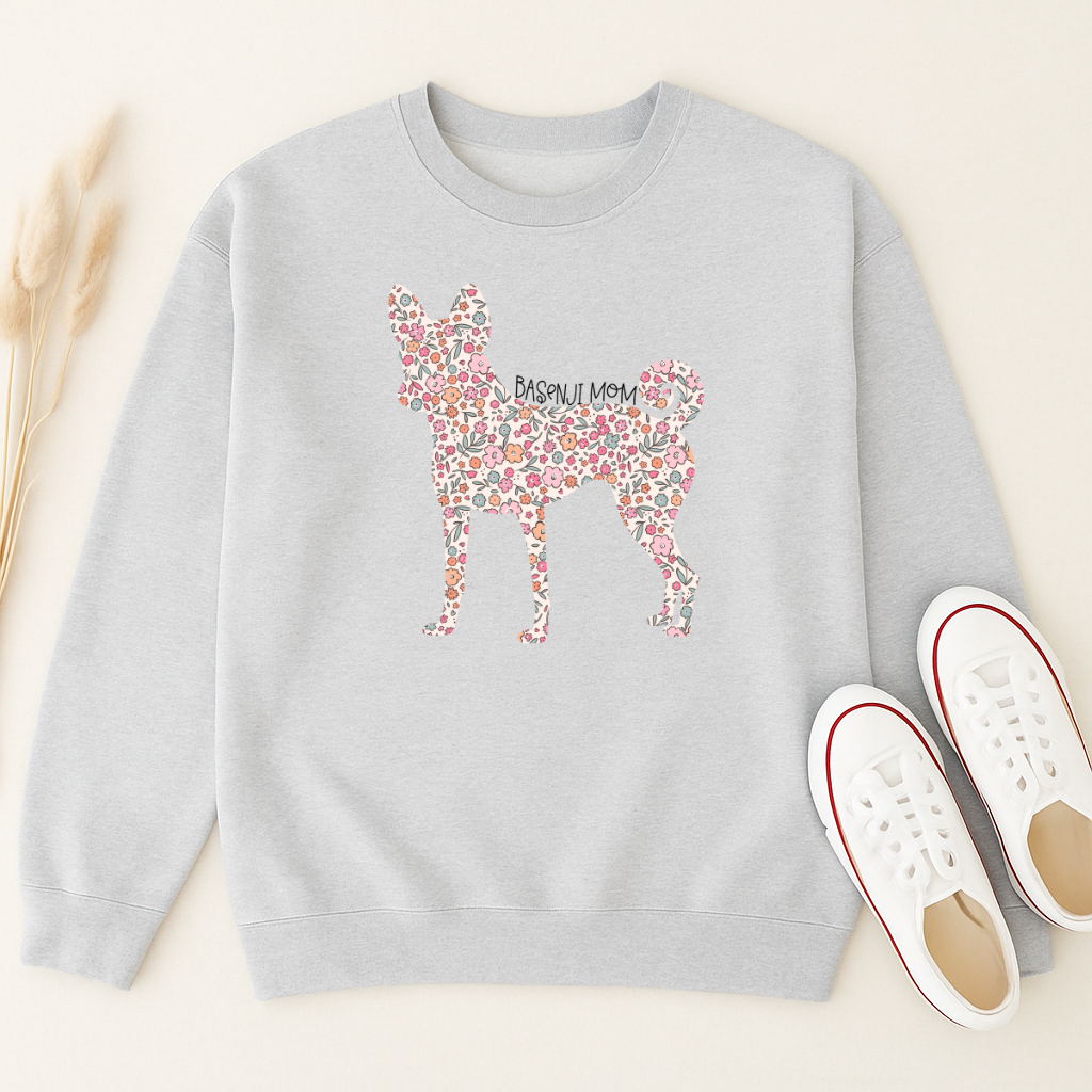 Bark & Bloom Crewneck: Basenji Mom