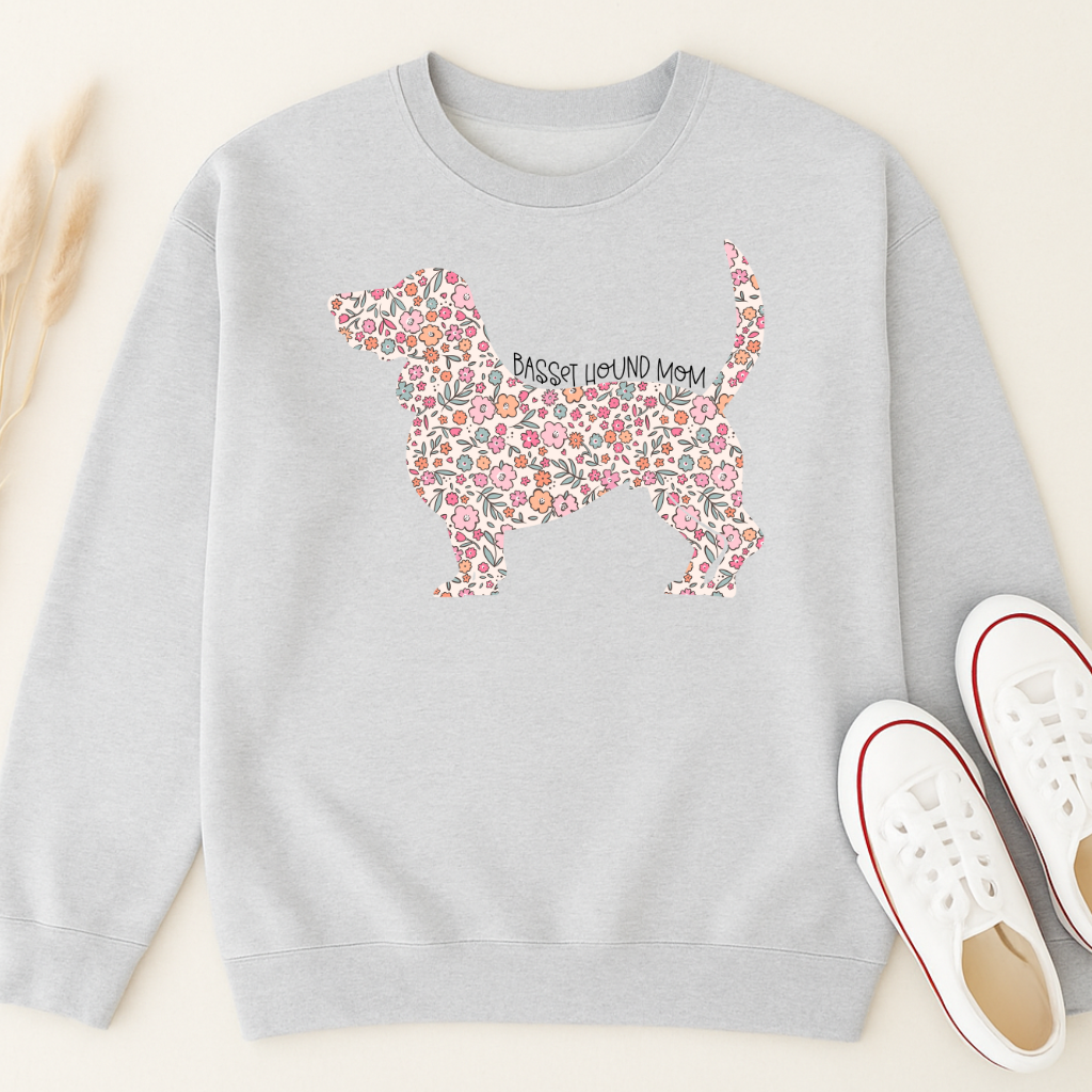 Bark & Bloom Crewneck: Basset Hound Mom