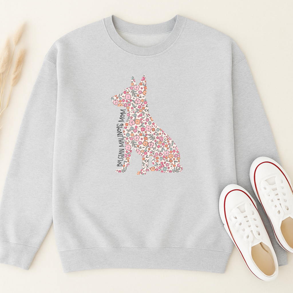 Bark & Bloom Crewneck: Belgian Malinois Mom