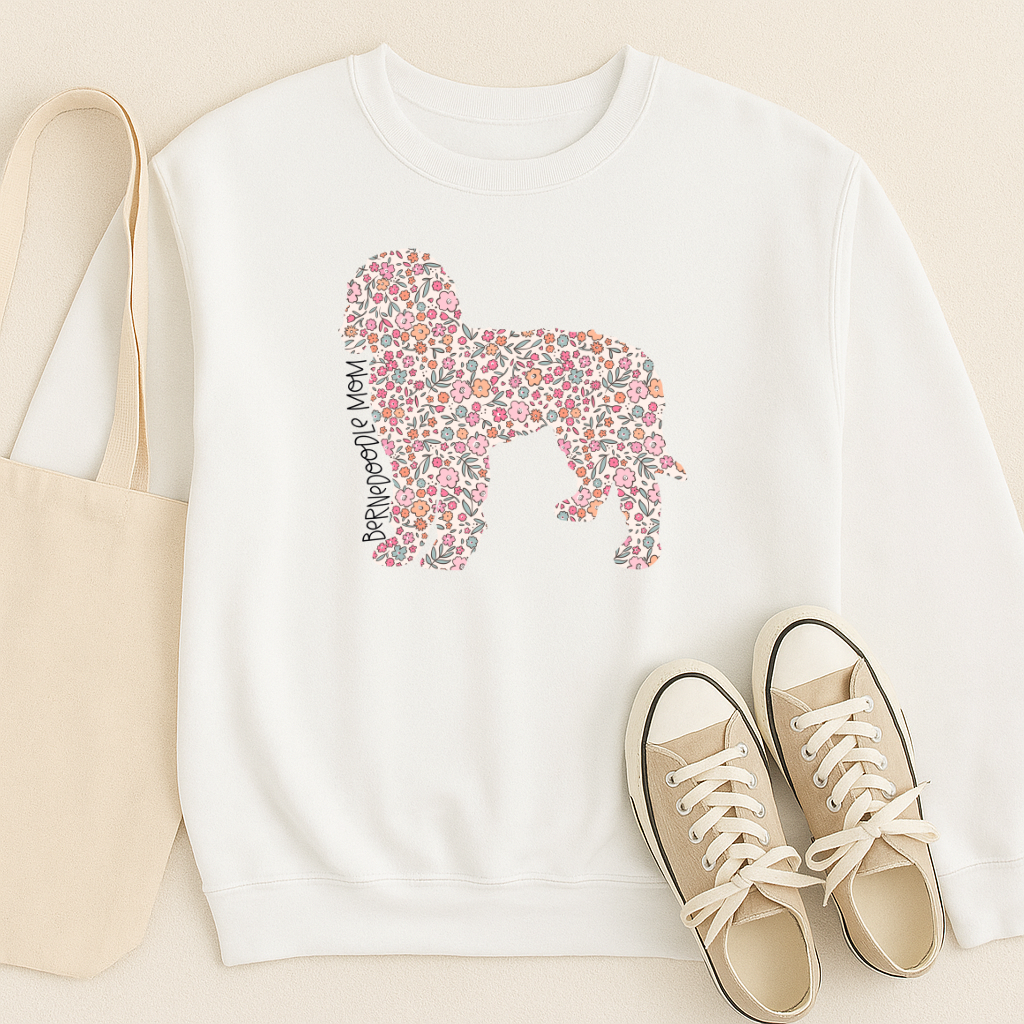 Bark & Bloom Crewneck: Bernedoodle Mom