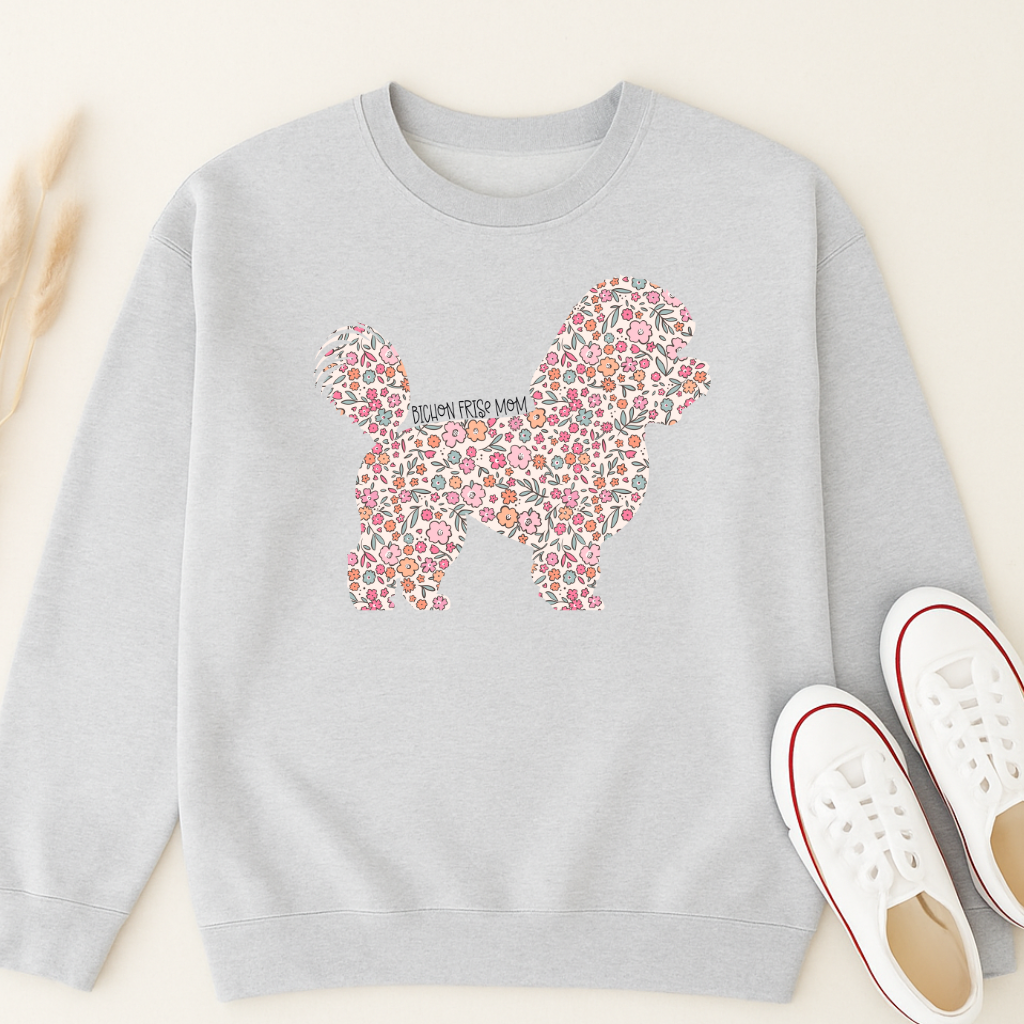 Bark & Bloom Crewneck: Bichon Frise Mom