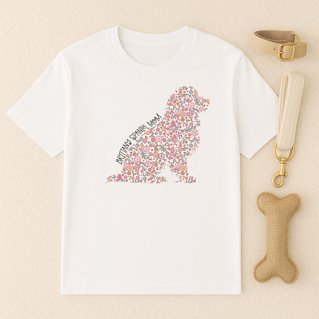 Bark & Bloom T-shirt: Brittany Spaniel Mom