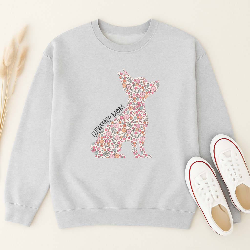 Bark & Bloom Crewneck: Chiweenie Mom
