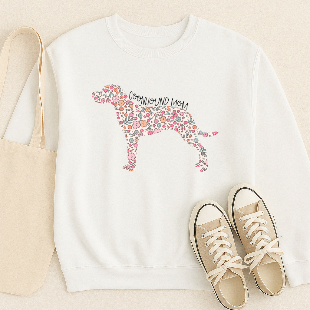 Bark & Bloom Crewneck: Coonhound Mom