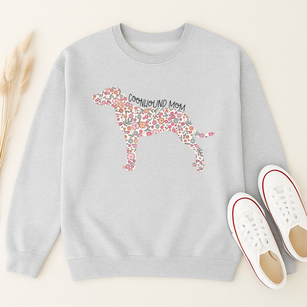 Bark & Bloom Crewneck: Coonhound Mom