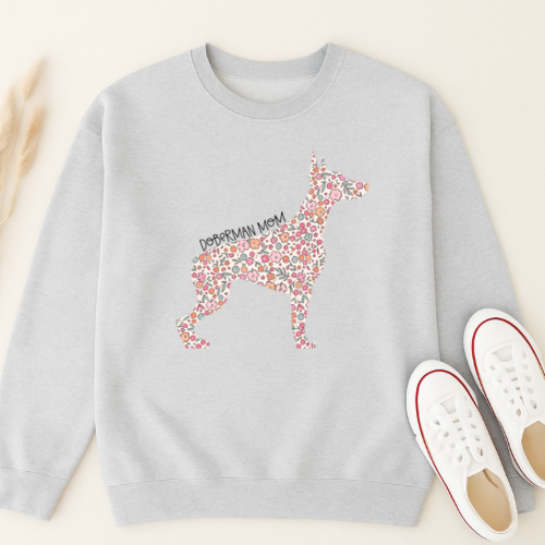Bark & Bloom Crewneck: Doberman Mom