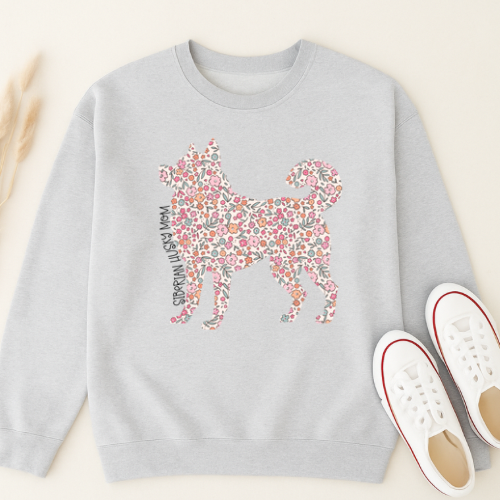 Bark & Bloom Crewneck: Siberian Husky Mom