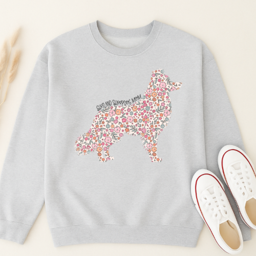 Bark & Bloom Crewneck: Shetland Sheepdog Mom