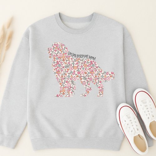 Bark & Bloom Crewneck: Golden Retriever Mom