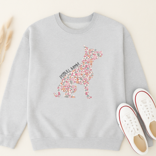 Bark & Bloom Crewneck: Pitbull Mom