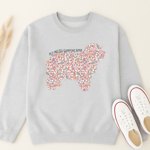 Bark & Bloom Crewneck: Old English Sheepdog Mom
