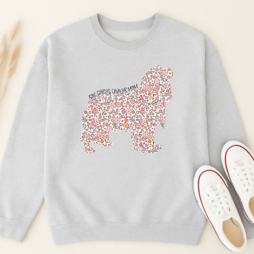 Bark & Bloom Crewneck: King Charles Cavalier Mom