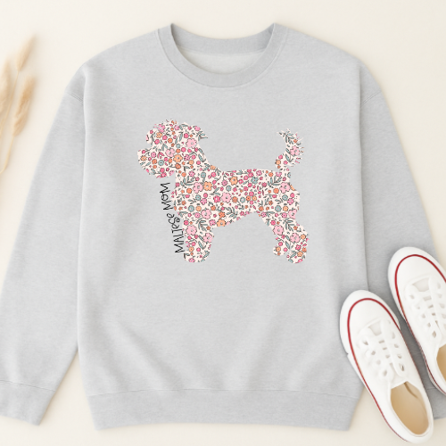 Bark & Bloom Crewneck: Maltese Mom
