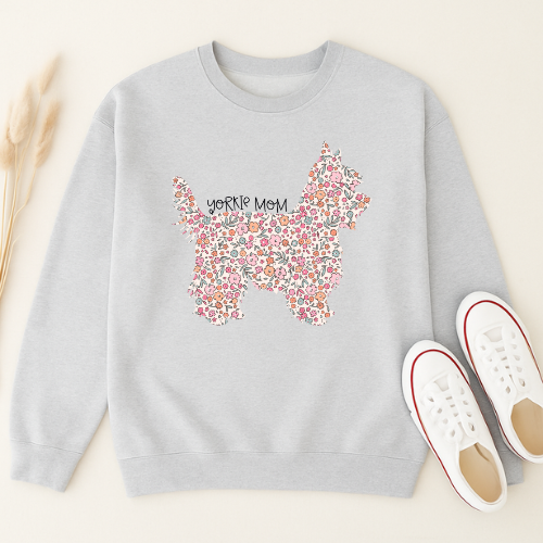 Bark & Bloom Crewneck: Yorkie Mom