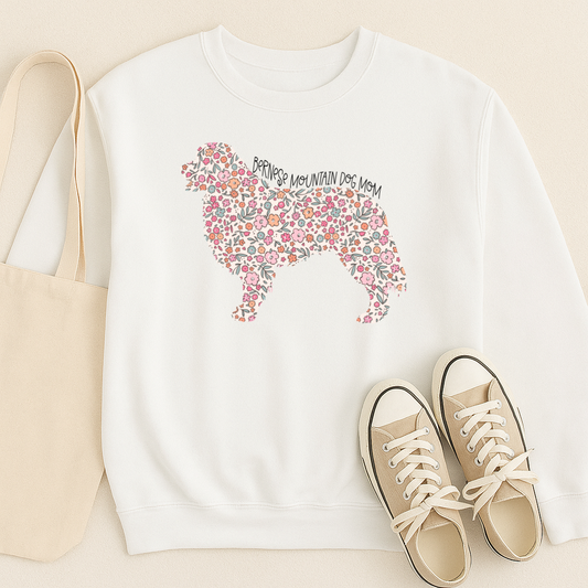 Bark & Bloom Crewneck: Bernese Mountain Dog Mom