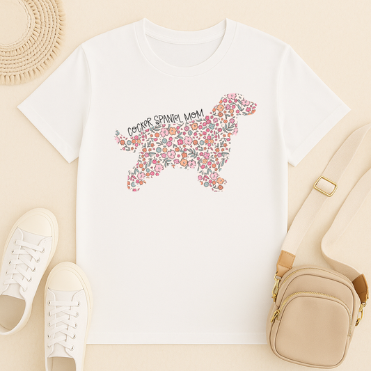Bark & Bloom T-shirt: Cocker Spaniel Mom