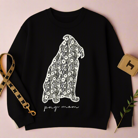 Luxe Lace Pug Mom Crewneck