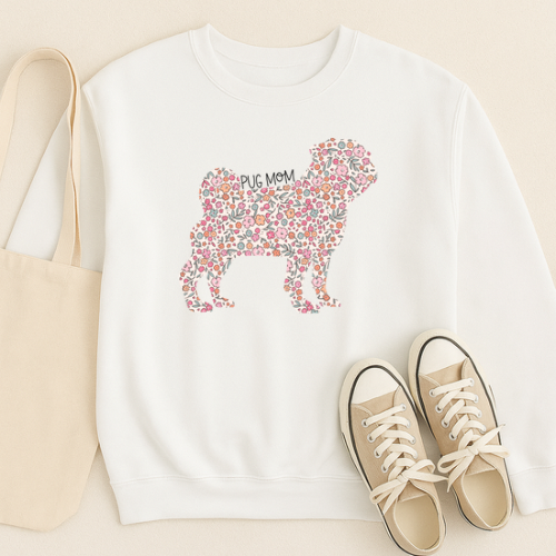 Bark & Bloom Crewneck: Pug Mom