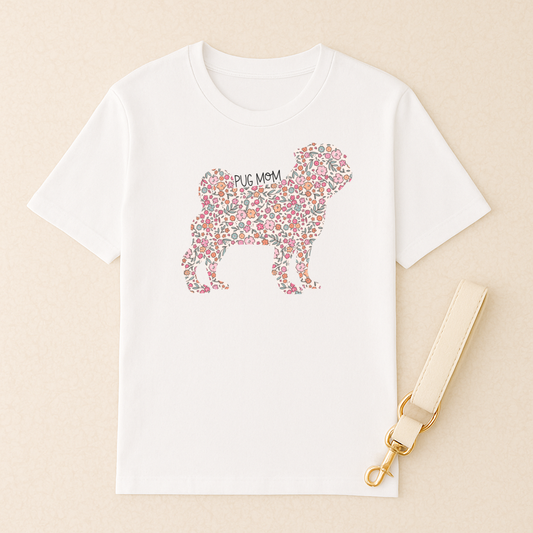 Bark & Bloom Tee: Pug Mom