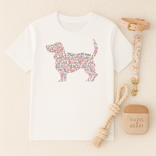 Bark & Bloom T-shirt: Basset Hound Mom