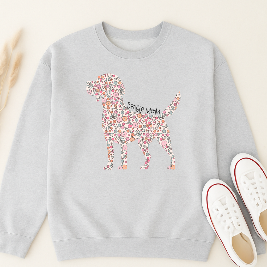 Bark & Bloom Crewneck: Beagle Mom