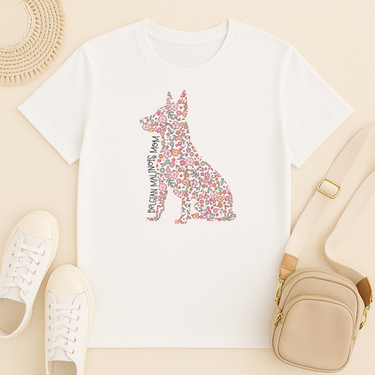 Bark & Bloom T-shirt: Belgian Malinois Mom