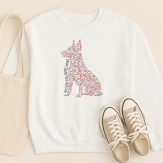 Bark & Bloom Crewneck: Belgian Malinois Mom