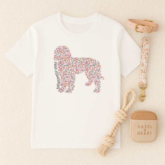 Bark & Bloom T-shirt: Bernedoodle Mom