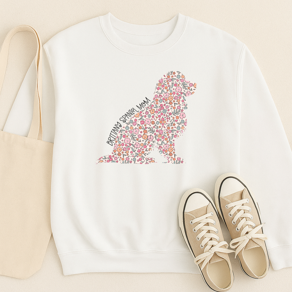 Bark & Bloom Crewneck: Brittany Spaniel Mom