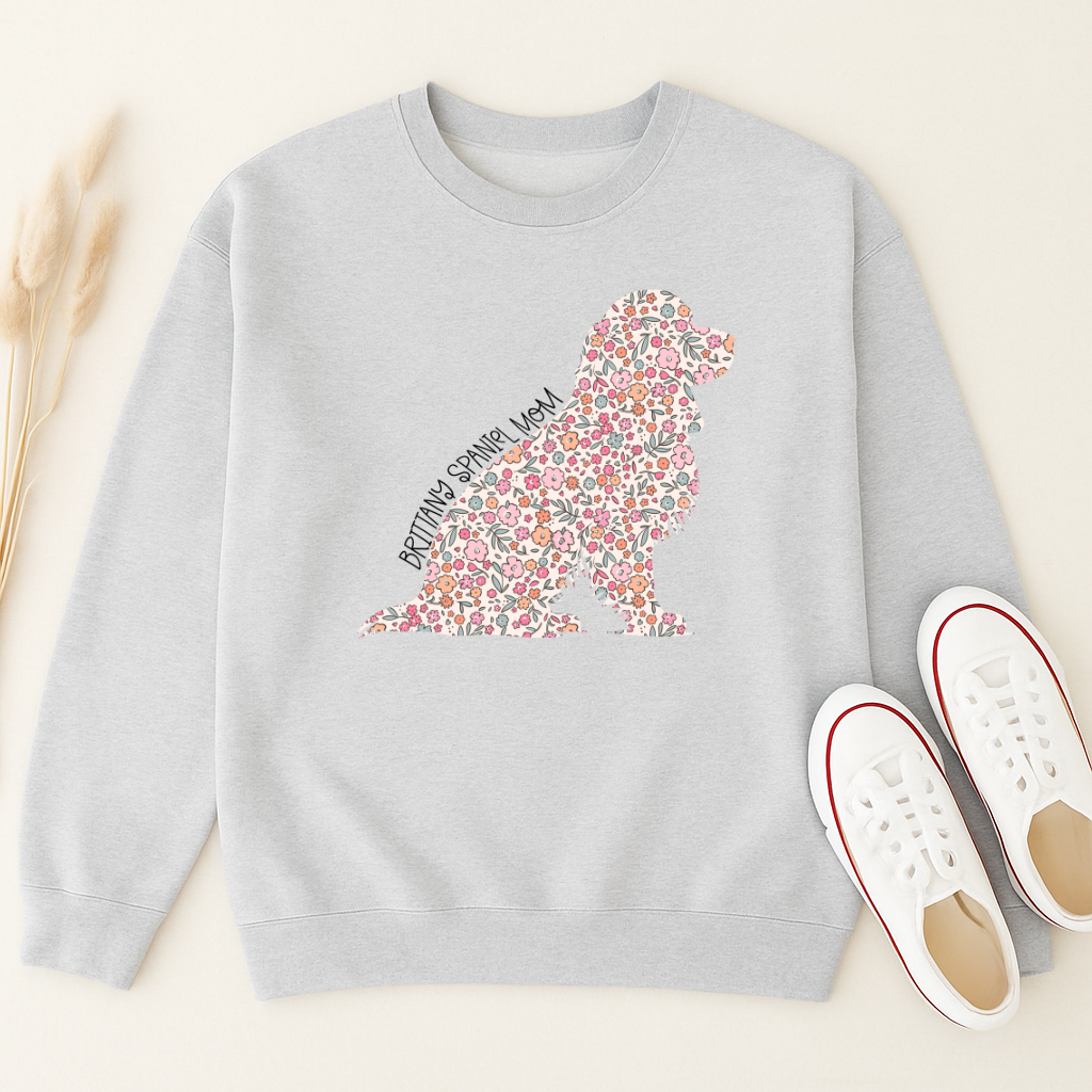 Bark & Bloom Crewneck: Brittany Spaniel Mom