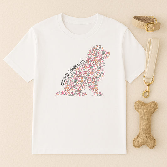 Bark & Bloom T-shirt: Brittany Spaniel Mom