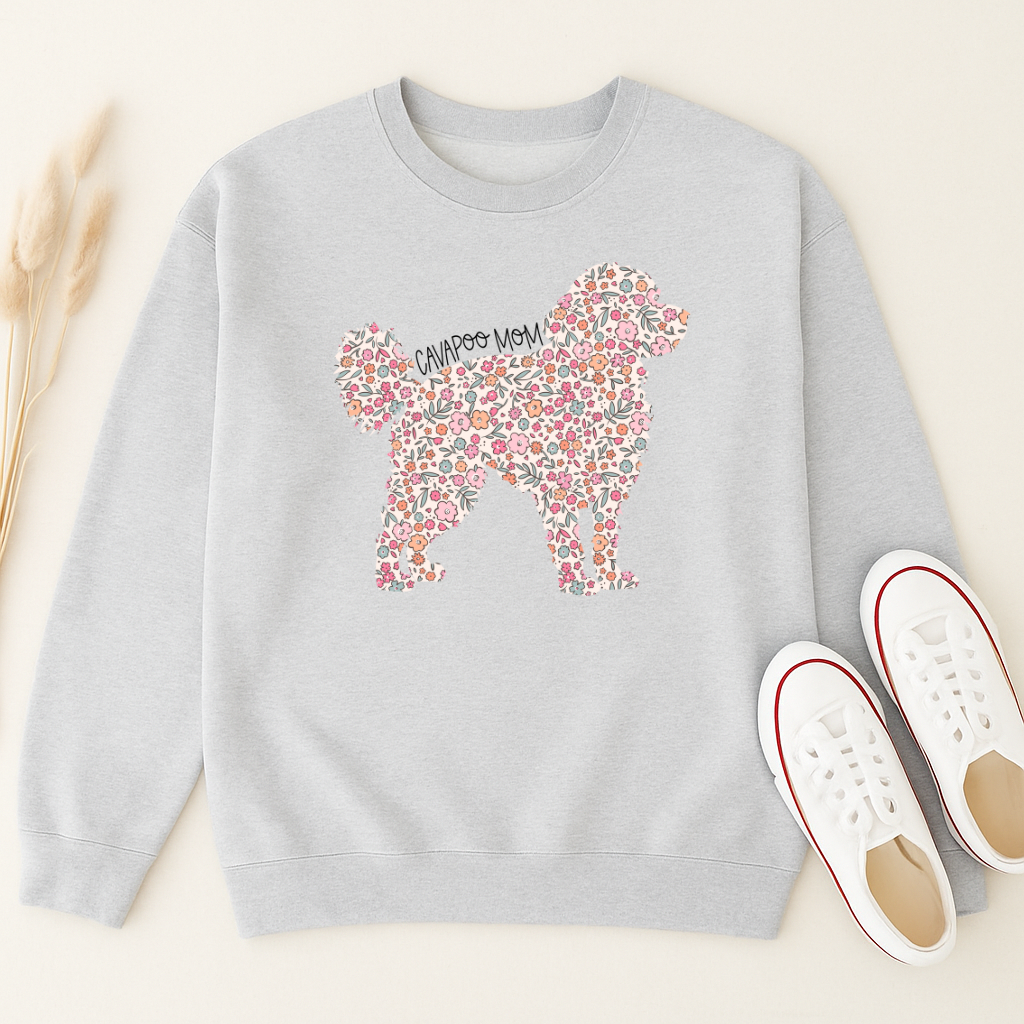 Bark & Bloom Crewneck: Cavapoo Mom