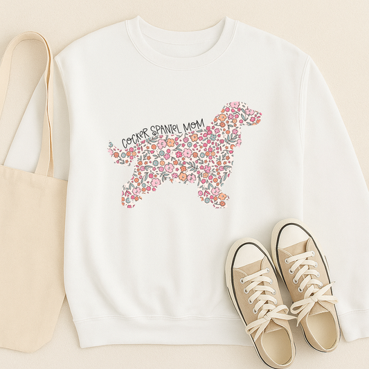 Bark & Bloom Crewneck: Cocker Spaniel Mom