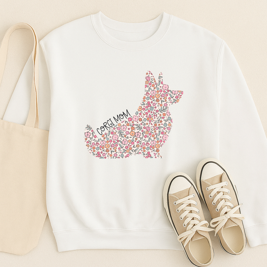 Bark & Bloom Crewneck: Corgi Mom