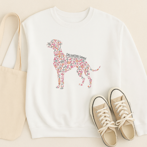 Bark & Bloom Crewneck: Dalmatian Mom