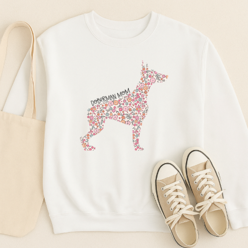 Bark & Bloom Crewneck: Doberman Mom
