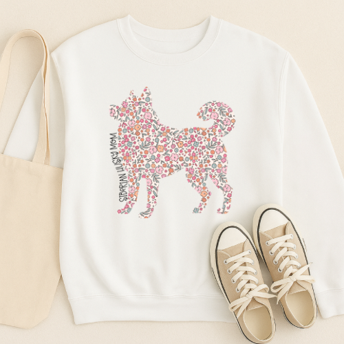 Bark & Bloom Crewneck: Siberian Husky Mom