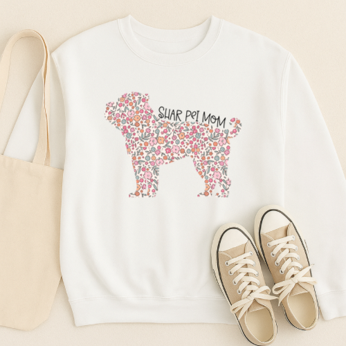 Bark & Bloom Crewneck: Shar Pei Mom