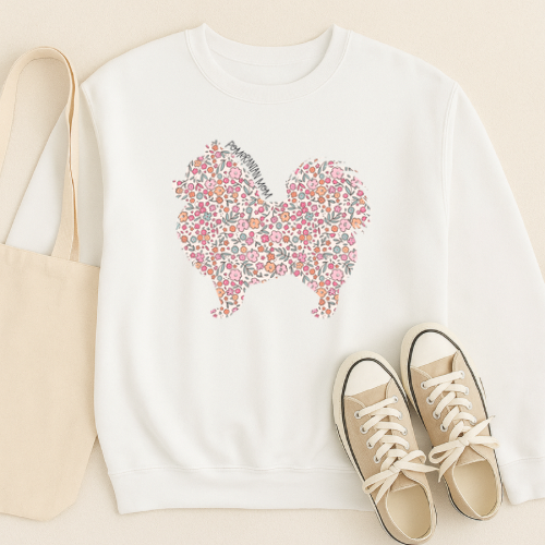 Bark & Bloom Crewneck: Pomeranian Mom