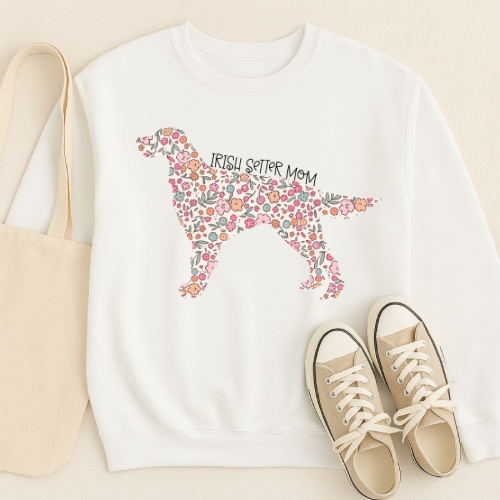 Bark & Bloom Crewneck: Irish Setter Mom