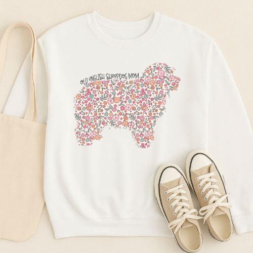 Bark & Bloom Crewneck: Old English Sheepdog Mom