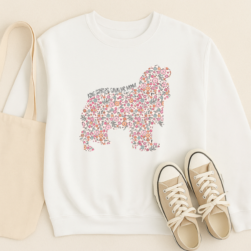 Bark & Bloom Crewneck: King Charles Cavalier Mom