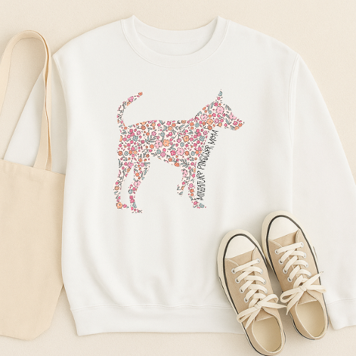 Bark & Bloom Crewneck: Miniature Pinscher Mom