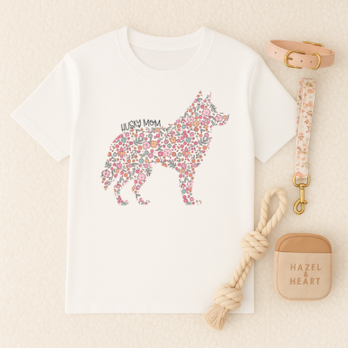 Bark & Bloom T-shirt: Husky Mom