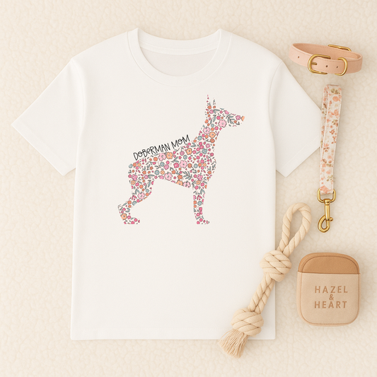 Bark & Bloom T-shirt: Doberman Mom